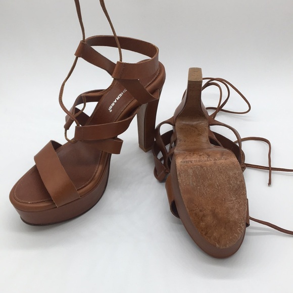 Open Toe Leg Wrap Lace Up Thick High Heel - Picture 3 of 5